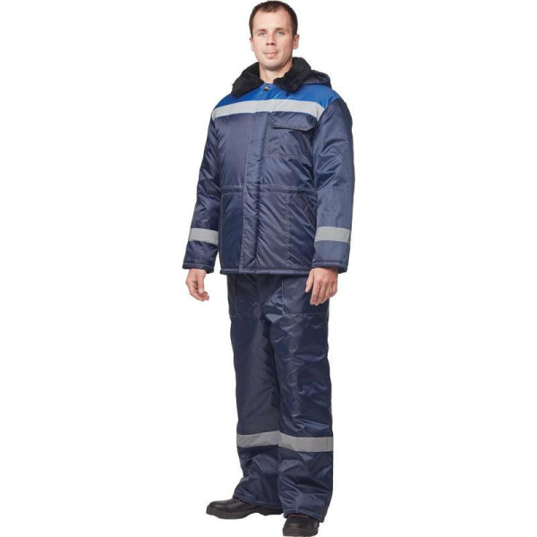 Куртка рабочая зимняя мужская з32-КУ с СОП синяя/васильковая из ткани  оксфорд (размер 60-62, рост 158-164)