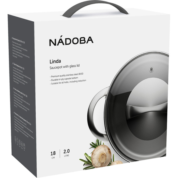 Кастрюля Nadoba Linda 2 л нержавеющая сталь с крышкой