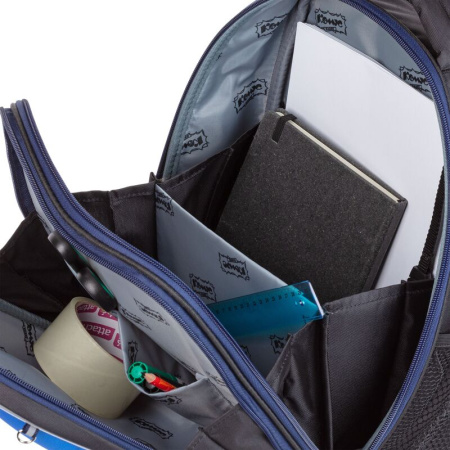 Ранец Комус Класс Basic Динозавры анатомический черный с двумя  отделениями