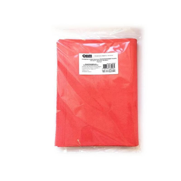 Салфетки хозяйственные Микрополимер микрофибра 40х35 см красные 5 штук в  упаковке