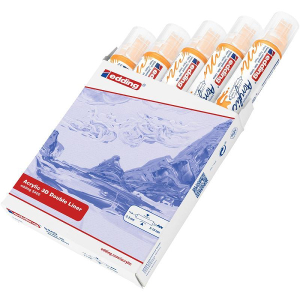 Маркер-аппликатор акриловый двусторонний 3D Edding 5400 Солнечный желтый (толщина линии 2-3 и 5-10 мм)