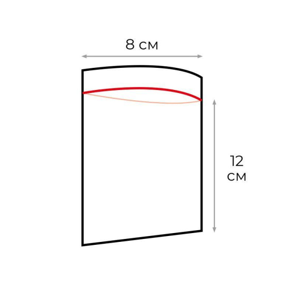 Пакет с замком zip-lock 8x12 см 40 мкм (ПВД, 100 штук в упаковке)