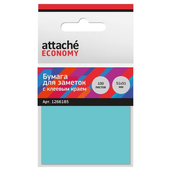 Стикеры Attache Economy 51x51 мм неоновый синий (1 блок, 100 листов)