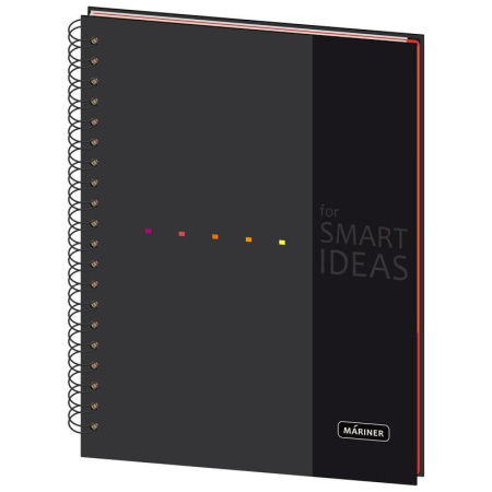 Бизнес-тетрадь Mariner Wisdom А4 120 листов черная в клетку 3 разделителя на спирали (200х274 мм)
