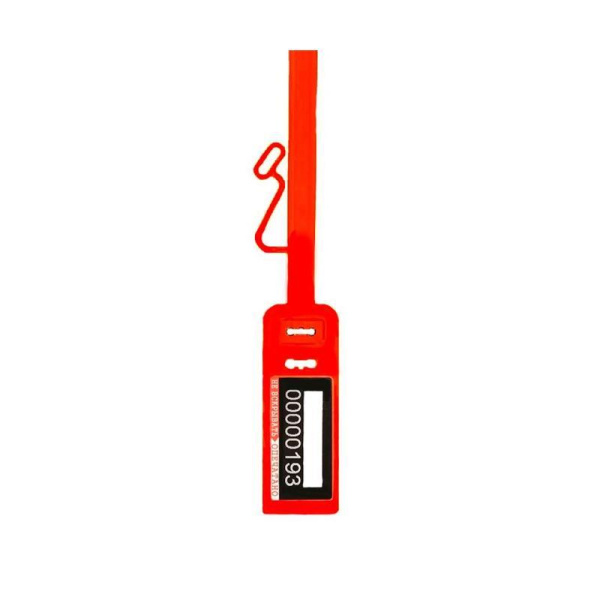 Пломба пластиковая мешковая номерная с белым полем Силок 350мм красная (500 штук в упаковке)