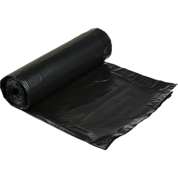 Мешки для мусора на 240 л Броня с завязками черные (ПВД, 55 мкм, в рулоне 5 шт, 110х115 см)