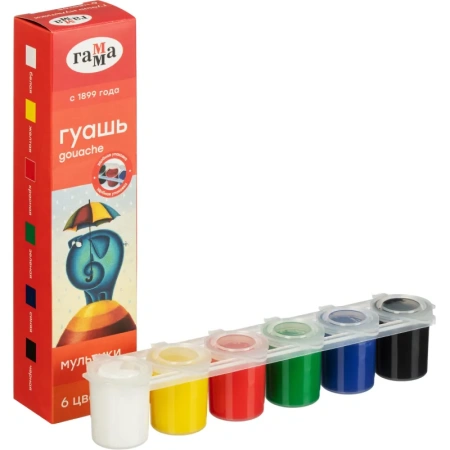 Гуашь Гамма Мультики 6 цветов по 15 мл
