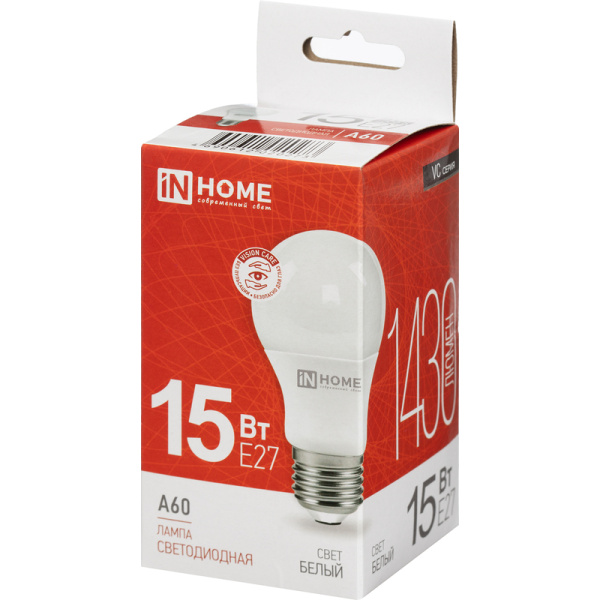 Лампа светодиодная In Home LED-A60-VC 15Вт Е27 4000К 1430Лм матовая