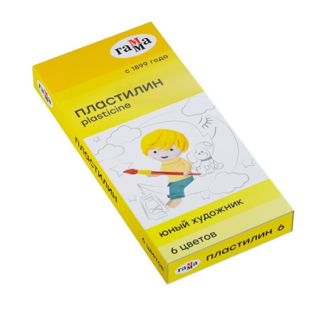 Пластилин классический Гамма Юный художник 6 цветов 84 г со стеком Пластилин классический Гамма Юный художник 6 цветов 84 г со стеком