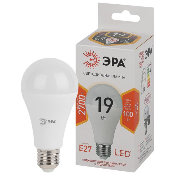 Лампа светодиодная Эра Std LED A65-19W-827-E27 груша 19Вт E27 2700K  1520Лм 220В Б0031702