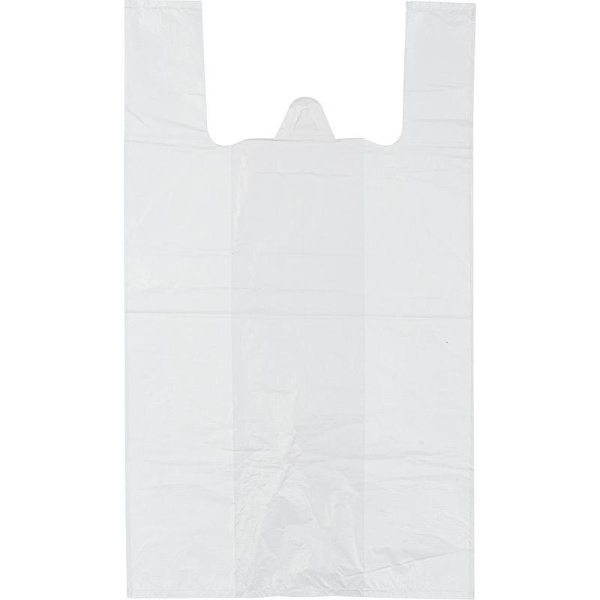 Пакет-майка ПНД 9 мкм белый (16+12х30 см, 100 штук в упаковке)