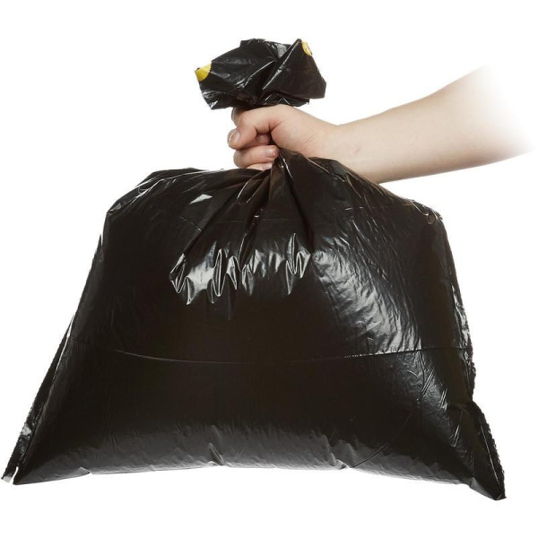 Мешки для мусора на 35 л с завязками Стандарт черные (ПВД, 25 мкм, в рулоне 10 шт, 50х58 см)