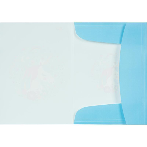 Папка на резинках №1 School Единорог A4 8 мм пластиковая до 200 листов голубая