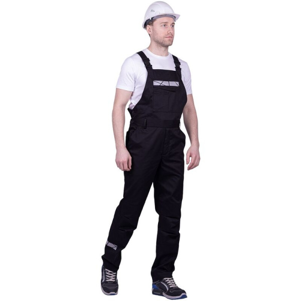 Полукомбинезон рабочий летний мужской Стронг с СОП чёрный (размер  96-100, рост 182-188)