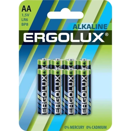 Батарейка AA пальчиковая Ergolux (8 штук в упаковке)