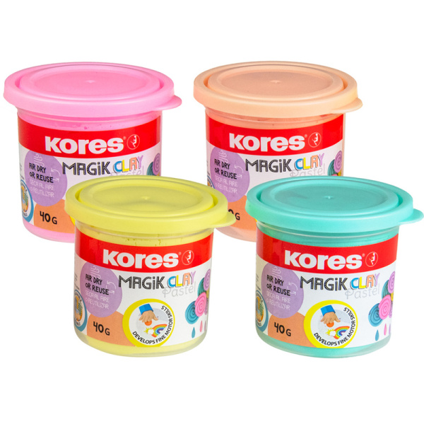 Масса для лепки Kores Magik Clay Pastel 4 цвета 160 г (1536762)