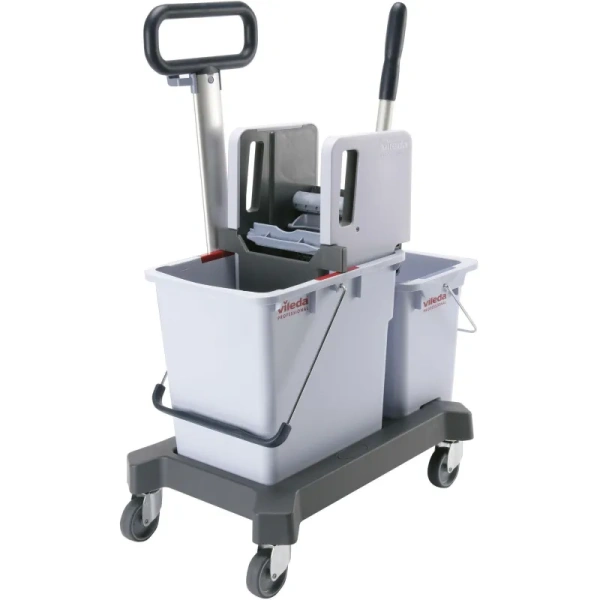 Тележка уборочная Vileda Professional Система КомбиСпид Про двухведерная 1х25 л + 1х10 л  с вертикальным отжимом на платформе с траспортировочной ручкой (арт. производителя 149099)