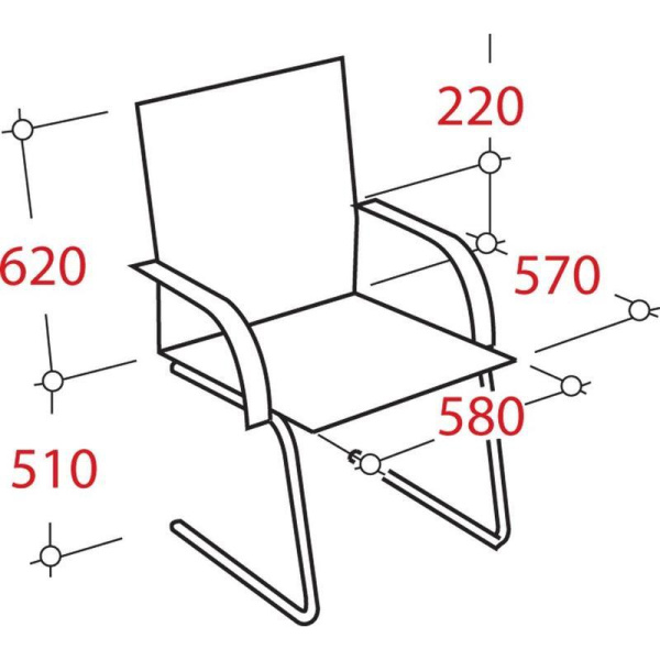 Конференц-кресло EChair 515 VR на полозьях черное (рециклированная кожа/металл хромированный)