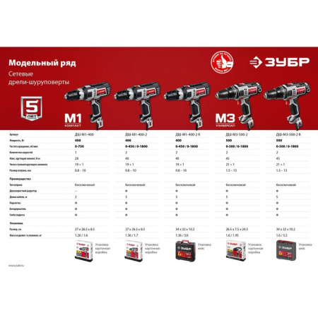 Дрель-шуруповерт сетевая ЗУБР ДШ-М3-500-2