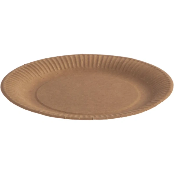Тарелка одноразовая бумажная 230 мм крафт 500 штук в упаковке Тарелка одноразовая бумажная 230 мм крафт 500 штук в упаковке