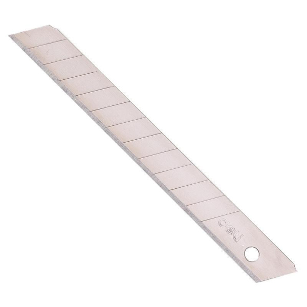 Лезвия сменные для канцелярских ножей Deli E2012 9 мм сегментированные  (10 штук в упаковке)