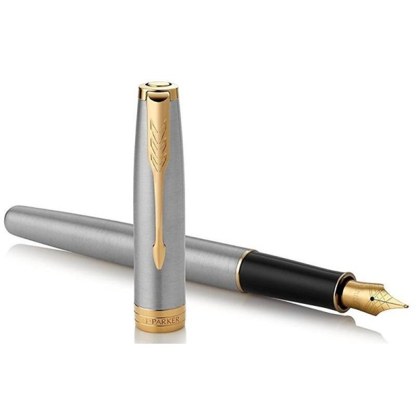 Ручка перьевая Parker Sonnet Stainless Steel GT цвет чернил черный цвет  корпуса серебристый (артикул производителя 1931505)
