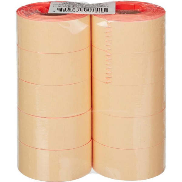Этикет-лента прямоугольная красная 29х28 мм стандарт (10 рулонов по 700  этикеток)