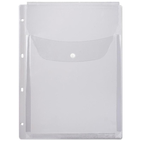 Папка-конверт на кнопке Attache с расширением с перфорацией прозрачный рифленый А4 180 мкм (5 штук в упаковке)