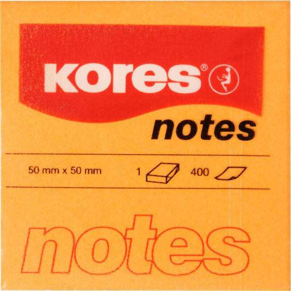Стикеры Kores Cubo 50x50 мм неоновые 4 цвета (1 блок, 400 листов)