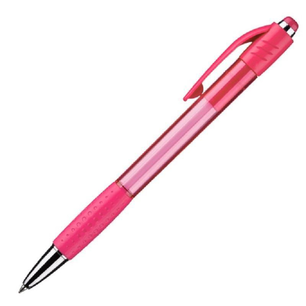 Ручка шариковая автоматическая Attache Happy синяя (розовый корпус, толщина линии 0.5 мм)