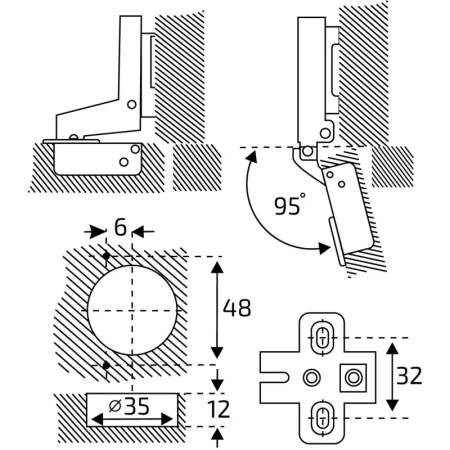Петля StahlBuro 1110 Clip-On хром