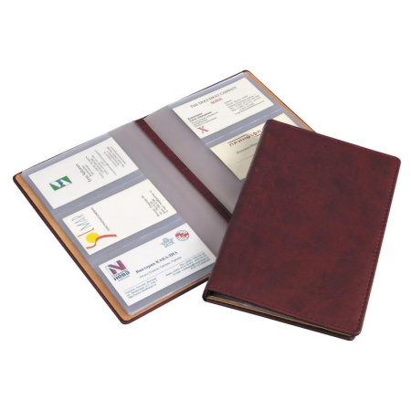 Визитница настольная Attache Вива искусственная кожа на 72 визитки бордовая Визитница настольная Attache Вива искусственная кожа на 72 визитки бордовая