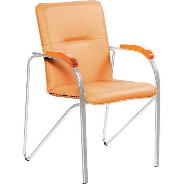 Конференц-кресло Samba silver бежевая/вишня (искусственная кожа, металл серебряный)