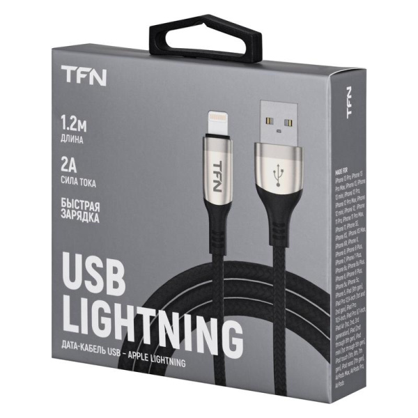Кабель TFN USB A - Lightning 1.2 метра (TFN-C-BLZ-AL1M-NI)