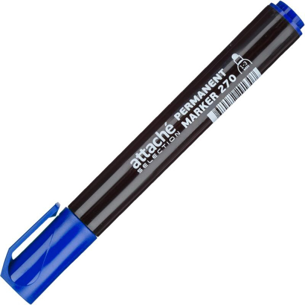 Маркер перманентный Attache Selection 270 синий (толщина линии 1-3 мм)  круглый наконечник