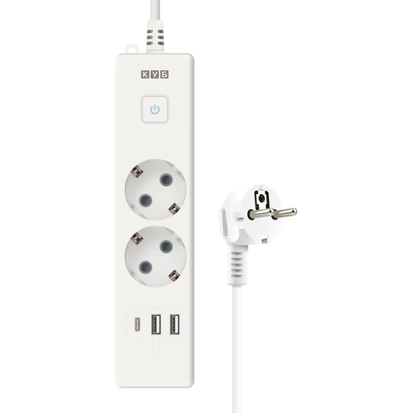 Удлинитель Power Cube 2 розетки + USB 1.9 м с заземлением и выключателем  (PC-4-2M)