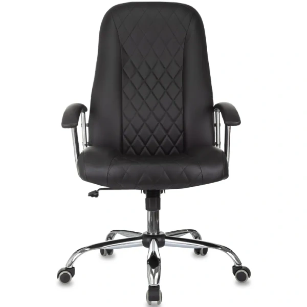Кресло для руководителя Комус Мебель EChair 658 чёрное (экокожа, металл)