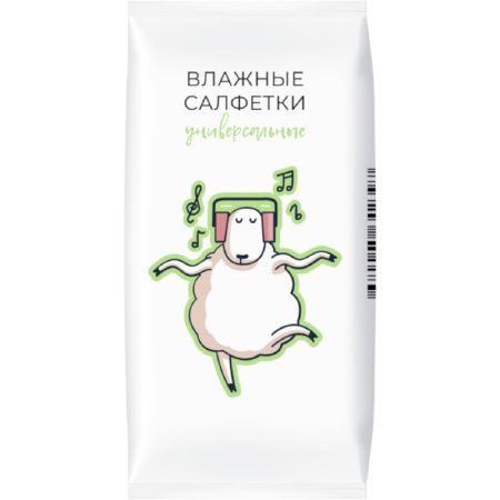 Салфетки влажные Овечки универсальные флоупак с жестким клапаном