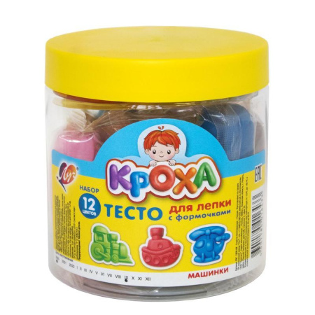Тесто для лепки Луч Машинки с формочками 12 цветов