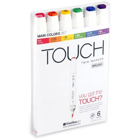 Набор маркеров Touch Brush основные цвета 6 штук Набор маркеров Touch Brush основные цвета 6 штук