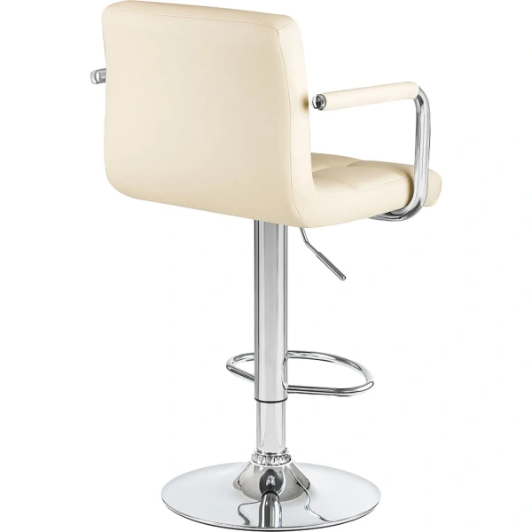 Стул барный Dobrin Kruger arm кремовый/хромированный (искусственная  кожа/металл)
