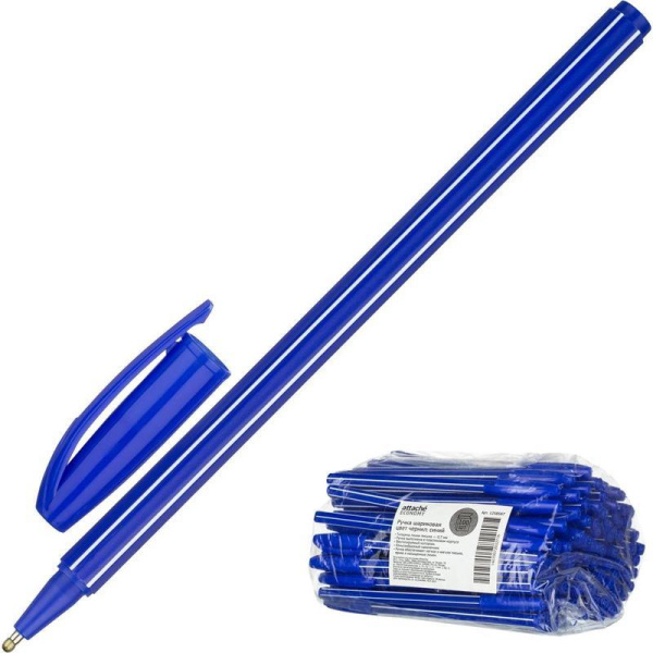 Ручка шариковая одноразовая Attache Economy синяя (синий корпус, толщина  линии 0.7 мм)