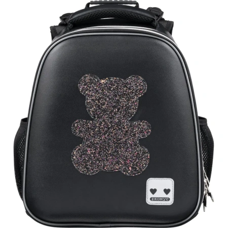 Ранец Комус Класс Basic Медвежонок анатомический чёрный с двумя  отделениями