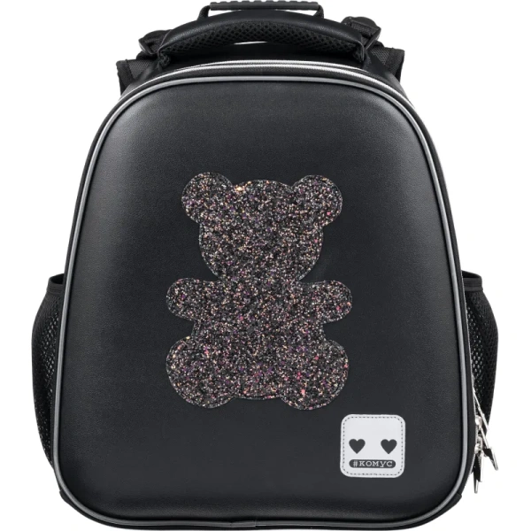 Ранец Комус Класс Basic Медвежонок анатомический чёрный с двумя  отделениями