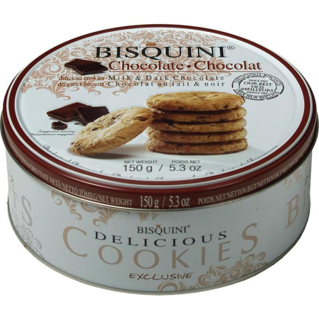 Печенье Bisquini  Датское с кусочками  шоколада 150 г Печенье Bisquini  Датское с кусочками  шоколада 150 г