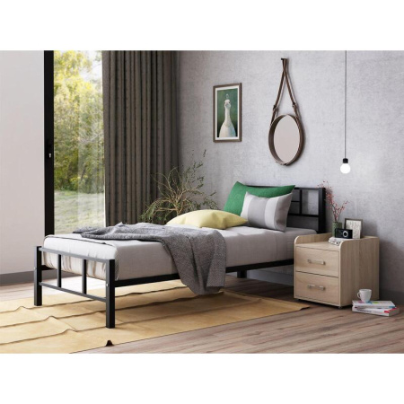 Кровать металлическая одноярусная Кадис (черный, 960х1980х800 мм)