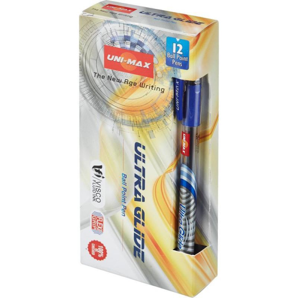 Ручка шариковая неавтоматическая масляная Unimax Ultra Glide синяя (толщина линии 0.8 мм)