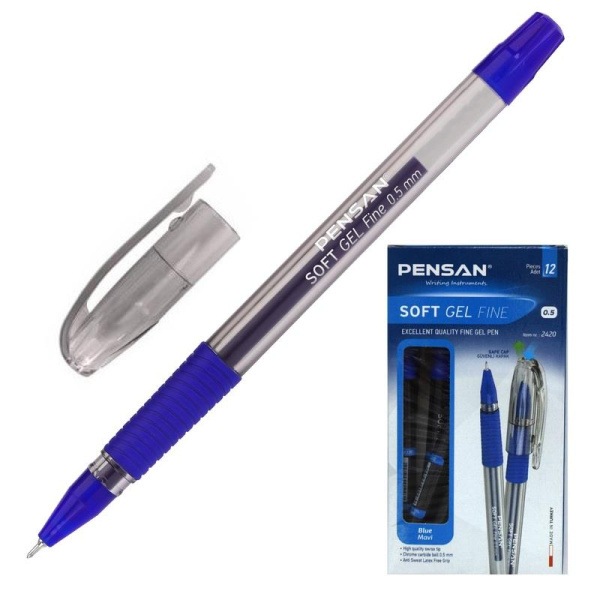 Ручка гелевая неавтоматическая Pensan Soft Gel синяя (толщина линии 0.35  мм)