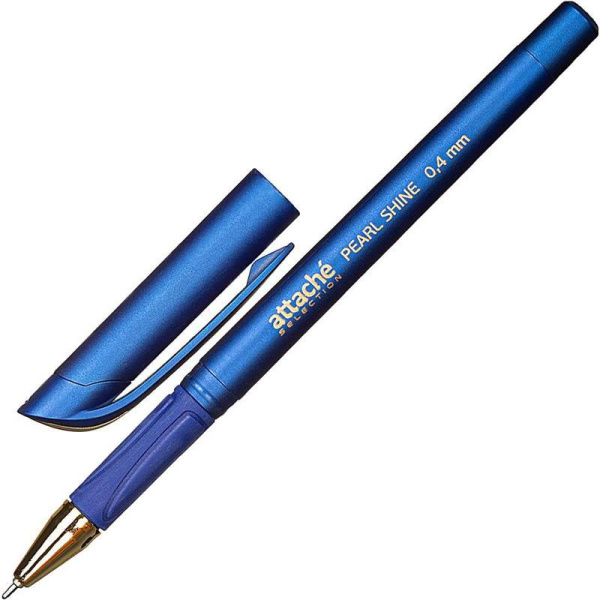Ручка шариковая Attache Selection Pearl Shine синяя (синий корпус, толщина линии 0.4 мм)
