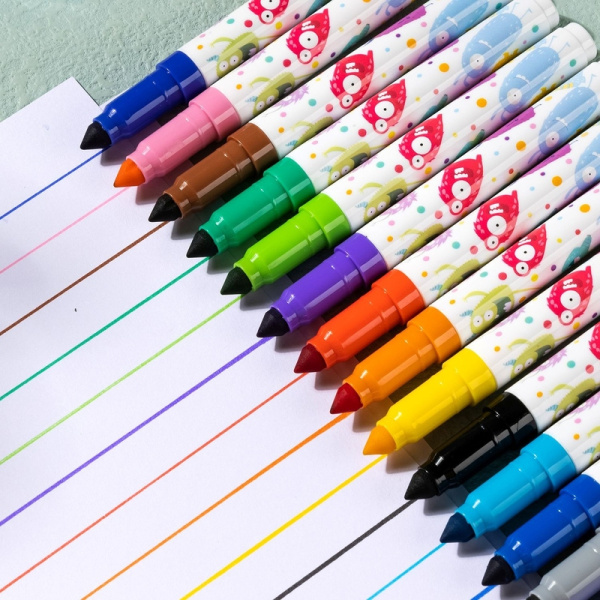 Фломастеры Deli Super Washable Marker 24 цвета с вентилируемыми  колпачками смываемые